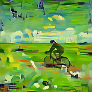 De wielrenner heeft een groen hart voor de polders